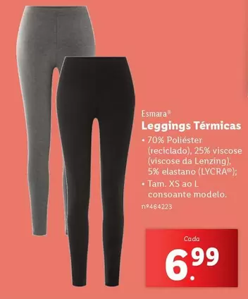 Oferta de Leggings Termicas por 6,99€ em Lidl