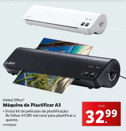 Oferta de A+ - Maquina De Plastificar A3 por 32,99€ em Lidl