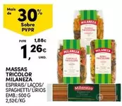 Oferta de Milaneza - Massas Tricolor por 1,26€ em Continente