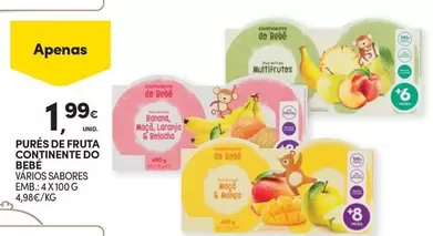 Oferta de Purés De Fruta Continente Do Bebé por 1,99€ em Continente