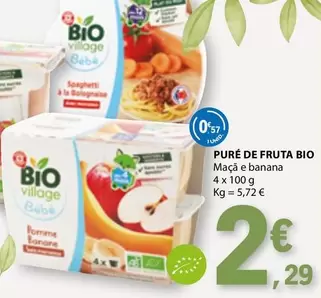 Oferta de Bio - Pure De Fruta Bio por 2,29€ em E.Leclerc