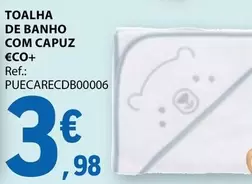 Oferta de €CO+ - Toalha De Banho Com Capuz Eco+ por 3,98€ em E.Leclerc