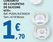 Oferta de €CO+ - Conjunto De 2 Chupetas De Silicone Eco+ por 1,7€ em E.Leclerc