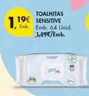 Oferta de Toalhitas Sensitive por 1,19€ em Pingo Doce