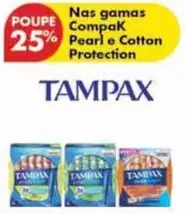 Oferta de Tampax - Nas Gamas Compak Pearl E Cotton Protectionem Pingo Doce