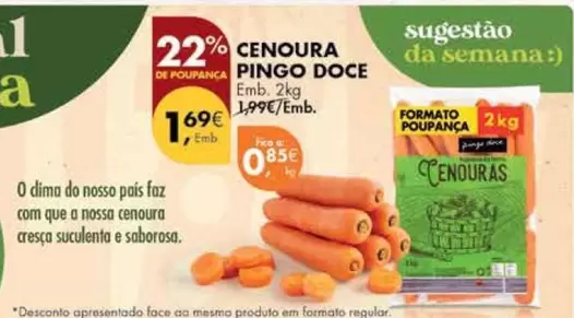 Oferta de Pingo doce - Cenoura por 1,69€ em Pingo Doce