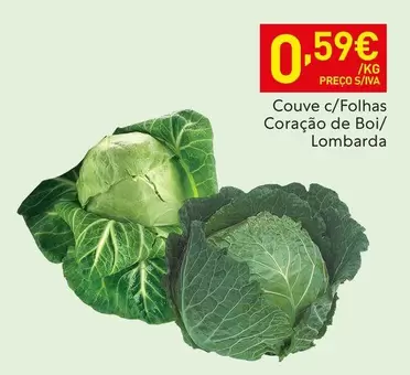 Oferta de Couve C/Folhas Coração De Boi/Lombarda por 0,59€ em Recheio