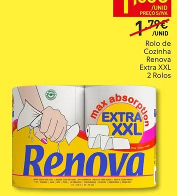 Oferta de Renova - Rolo De Cozinha  Extra Xxl por 1,25€ em Recheio