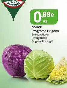 Oferta de Programa Origens - Couve por 0,89€ em Intermarché