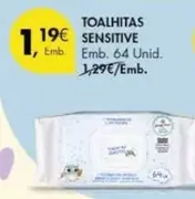 Oferta de Toalhitas Sensitive por 1,19€ em Pingo Doce