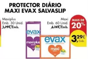 Oferta de Evax - Maxi Protector Diario Maxi por 3,29€ em Pingo Doce