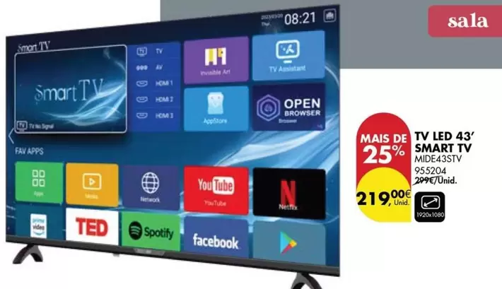 Oferta de Signal - Tv Led 43'' Smart Tv por 219€ em Pingo Doce