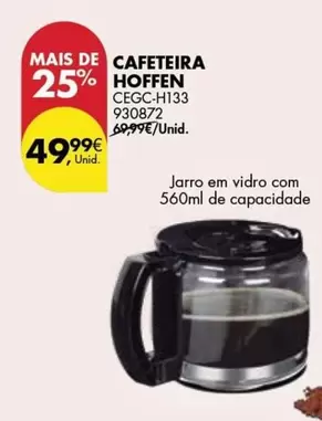 Oferta de Hoffen - Cafeteira por 49,99€ em Pingo Doce