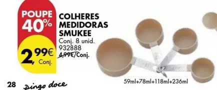 Oferta de Colheres Medidoras Smukee por 2,99€ em Pingo Doce