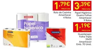 Oferta de Amanhecer - Papel Higiénico por 1,79€ em Recheio