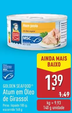 Oferta de Golden Seafood - Atum Em Oleo De Girassol por 1,39€ em Aldi