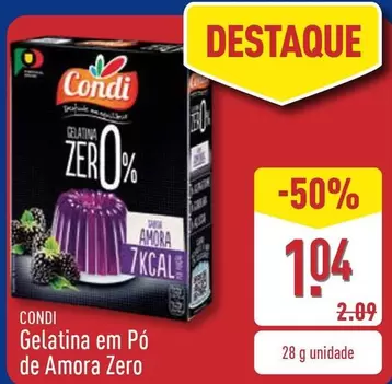 Oferta de Condi - Gelatina Em Po De Amora Zero por 1,04€ em Aldi