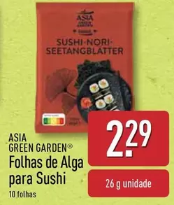 Oferta de Asia Green Garden - Folhas De Alga Para Sushi por 2,29€ em Aldi