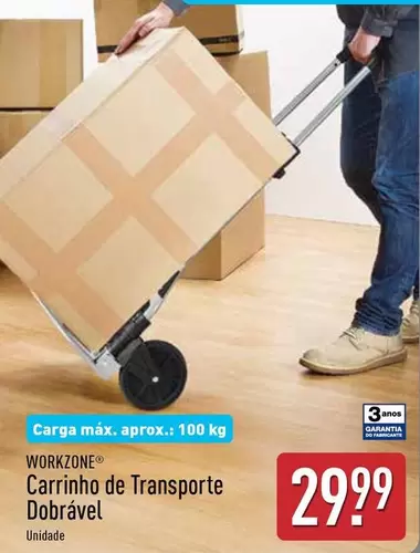 Oferta de Workzone - Carrinho De Transporte Dobravel por 29,99€ em Aldi