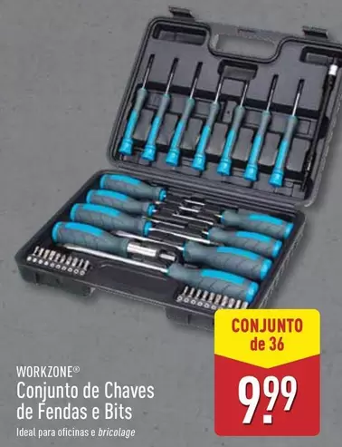 Oferta de Workzone - Conjunto De Chaves De Fendas E Bits por 9,99€ em Aldi