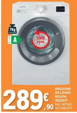 Oferta de A+ - Maquina De Lavar Roupa Indesit por 289€ em E.Leclerc