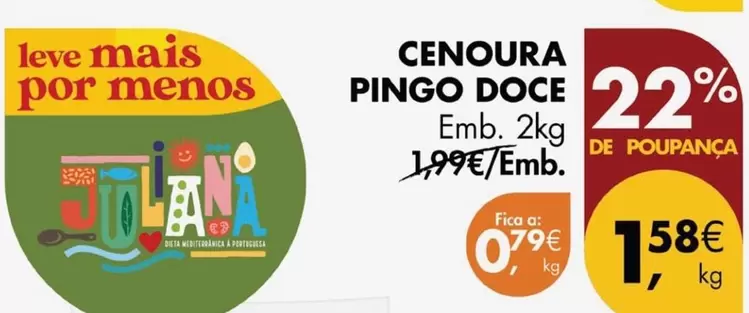 Oferta de Pingo doce - Cenoura por 1,58€ em Pingo Doce