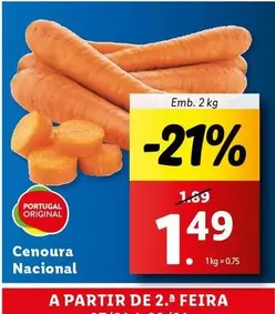 Oferta de Portugal - Cenoura Nacional por 1,49€ em Lidl