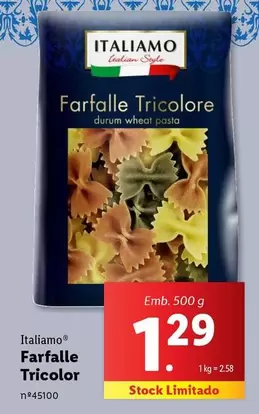 Oferta de Italiamo - Farfalle Tricolor por 1,29€ em Lidl