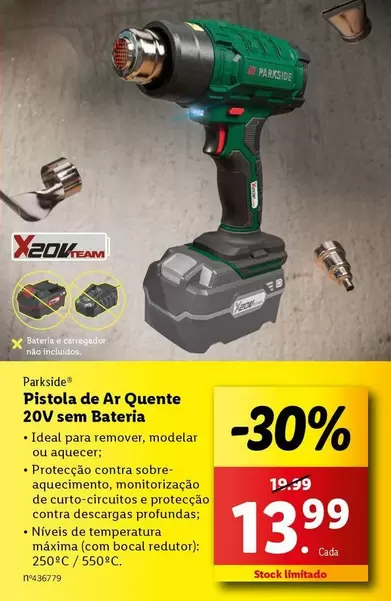 Oferta de Parkside - Pistola De Ar Quente 20V Sem Bateria por 13,99€ em Lidl