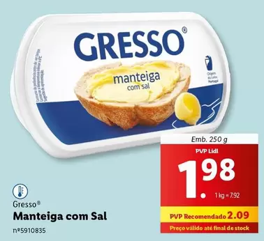 Oferta de Gresso - Manteiga Com Sal por 1,98€ em Lidl