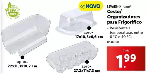 Oferta de A+ - Cesto/ Organizadores Para Frigorifico por 1,99€ em Lidl