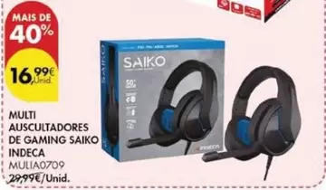 Oferta de Multi Auscultadores De Gaming Saiko por 16,99€ em Pingo Doce