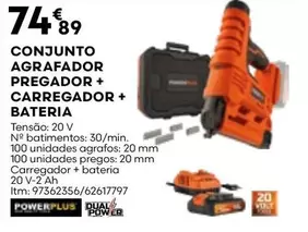 Oferta de Conjunto Agrafador + Corregador + Bateria por 74,89€ em Bricomarché